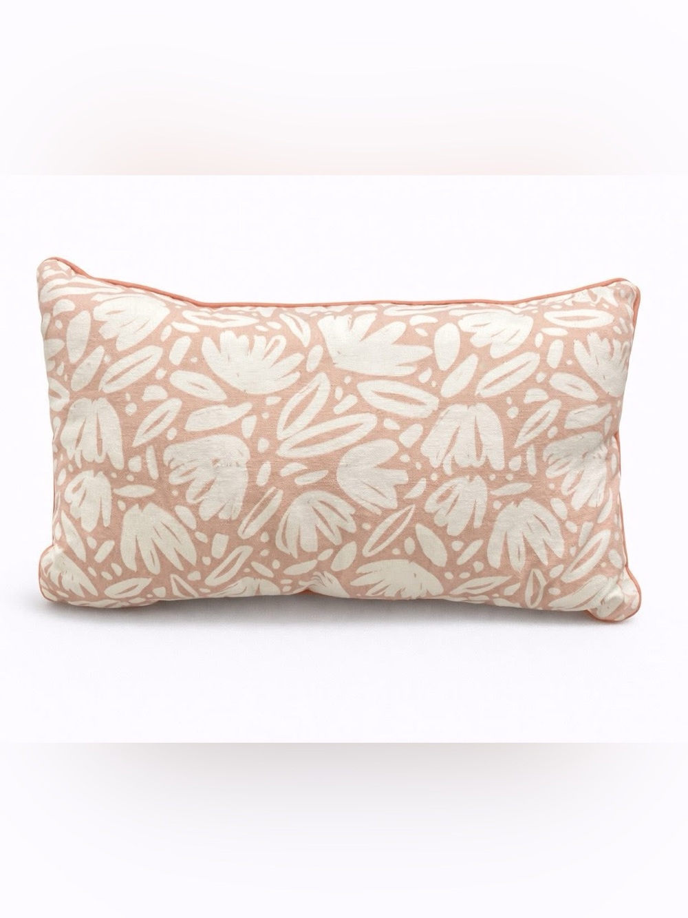 Blush Pink Floral Lumbar Throw Pillow Cottagecore Decor